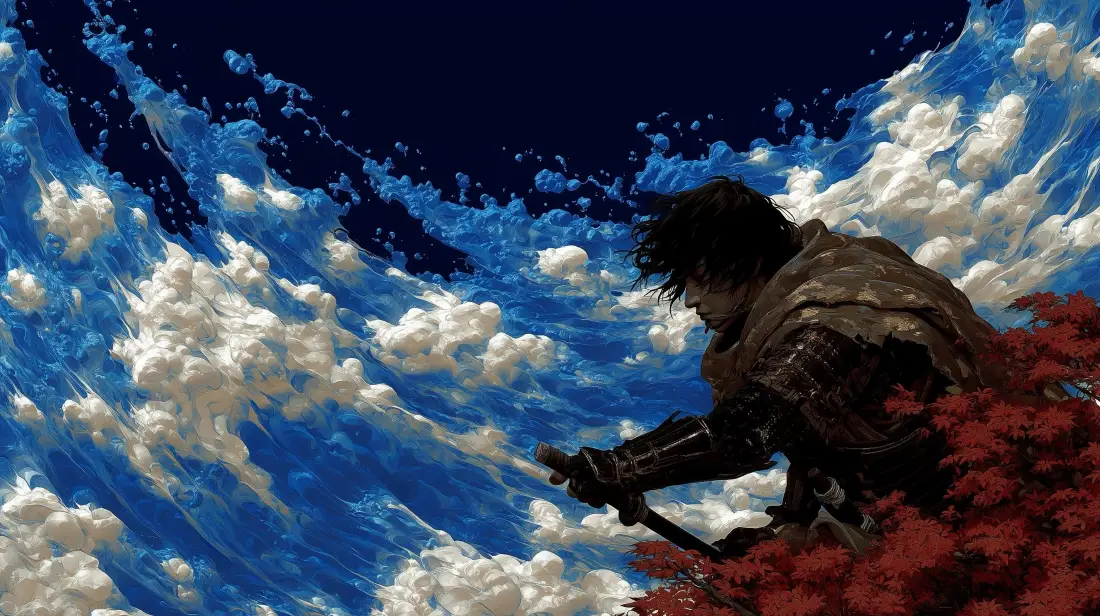 3k只狼壁纸｜蓝天白云背景图片 - 持剑武士「哲风壁纸」