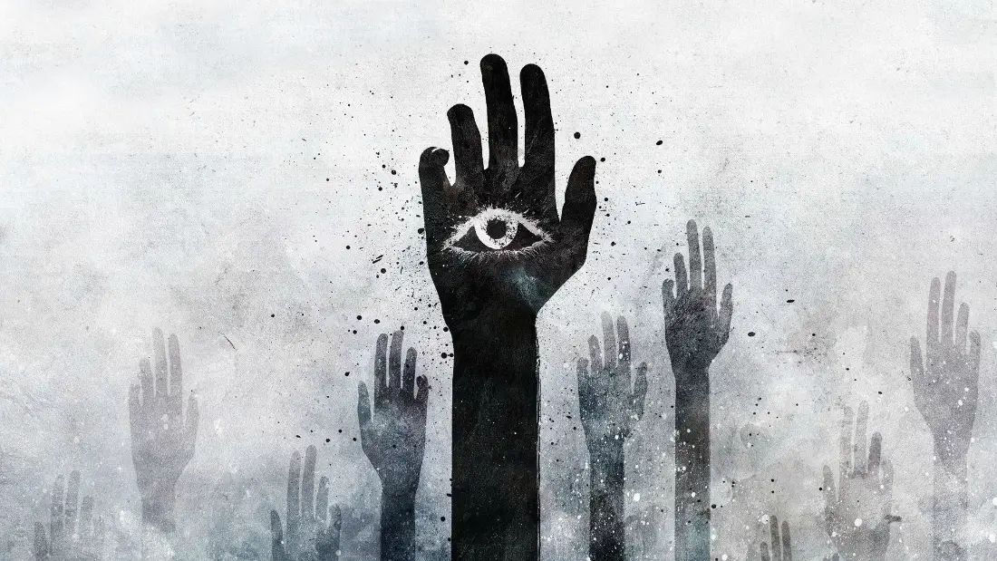 2k手掌眼睛壁纸｜暗黑创意背景图片 - 抽象艺术「哲风壁纸」