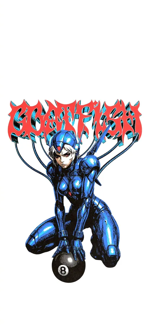蓝色机甲少女手机壁纸｜8号球背景图片 - GOATFISH「哲风壁纸」