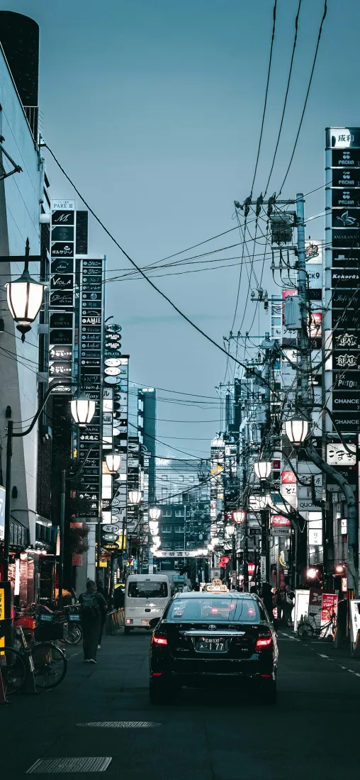 日式街道手机壁纸｜临街商铺背景图片 - 清新日系风「哲风壁纸」