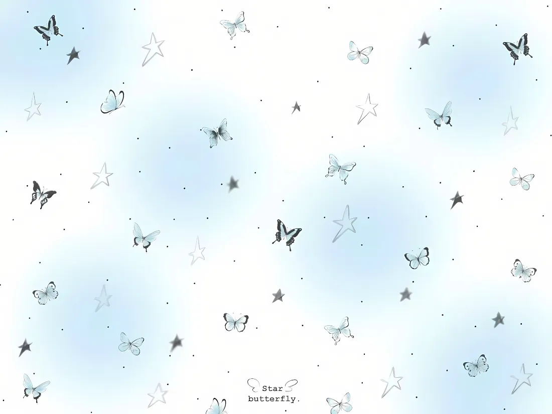 2k蝴蝶壁纸｜浅蓝色背景图片 - 星星点缀「哲风壁纸」