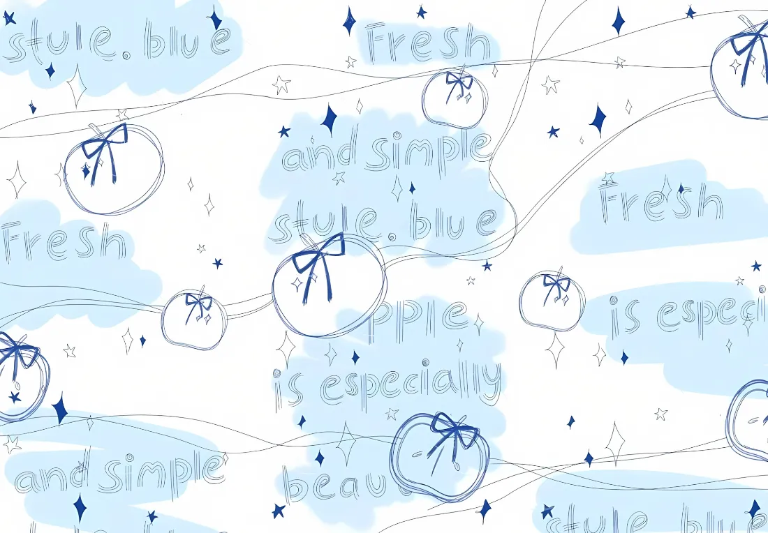 2kins苹果壁纸｜浅蓝手绘背景图片 - 清新简约「哲风壁纸」