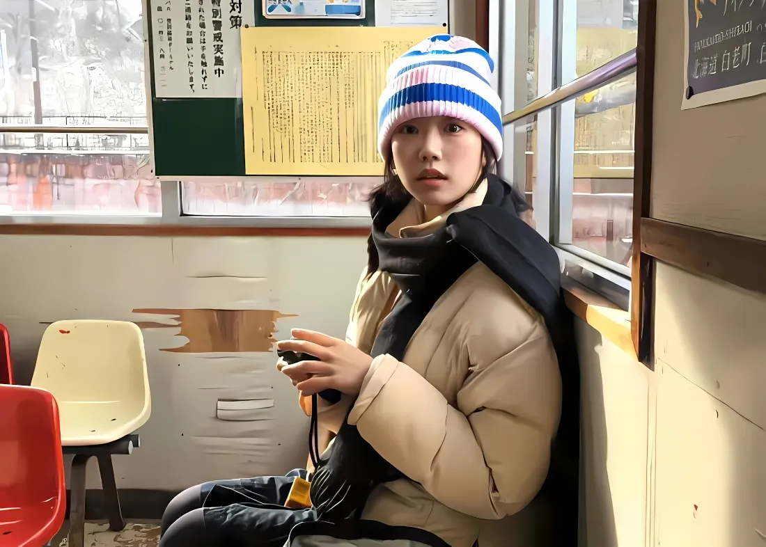 2k日系少女壁纸｜公交车内背景图片 - 冬日氛围「哲风壁纸」