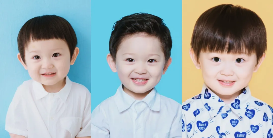 3k萌娃汤圆壁纸｜拼色背景图片 - 可爱治愈孩童「哲风壁纸」