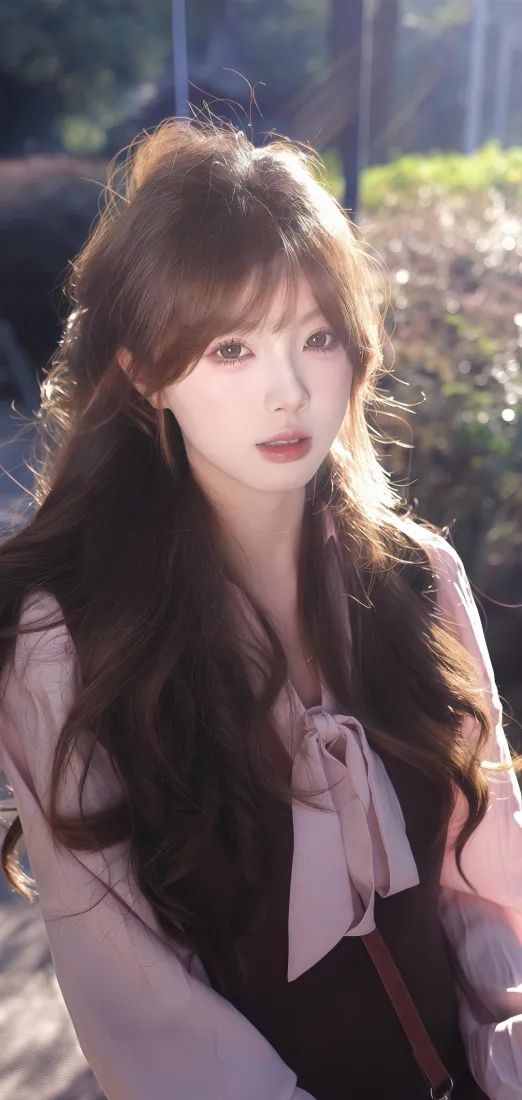 清纯卷发美女手机壁纸｜逆光户外背景图片 - iOS专属「哲风壁纸」