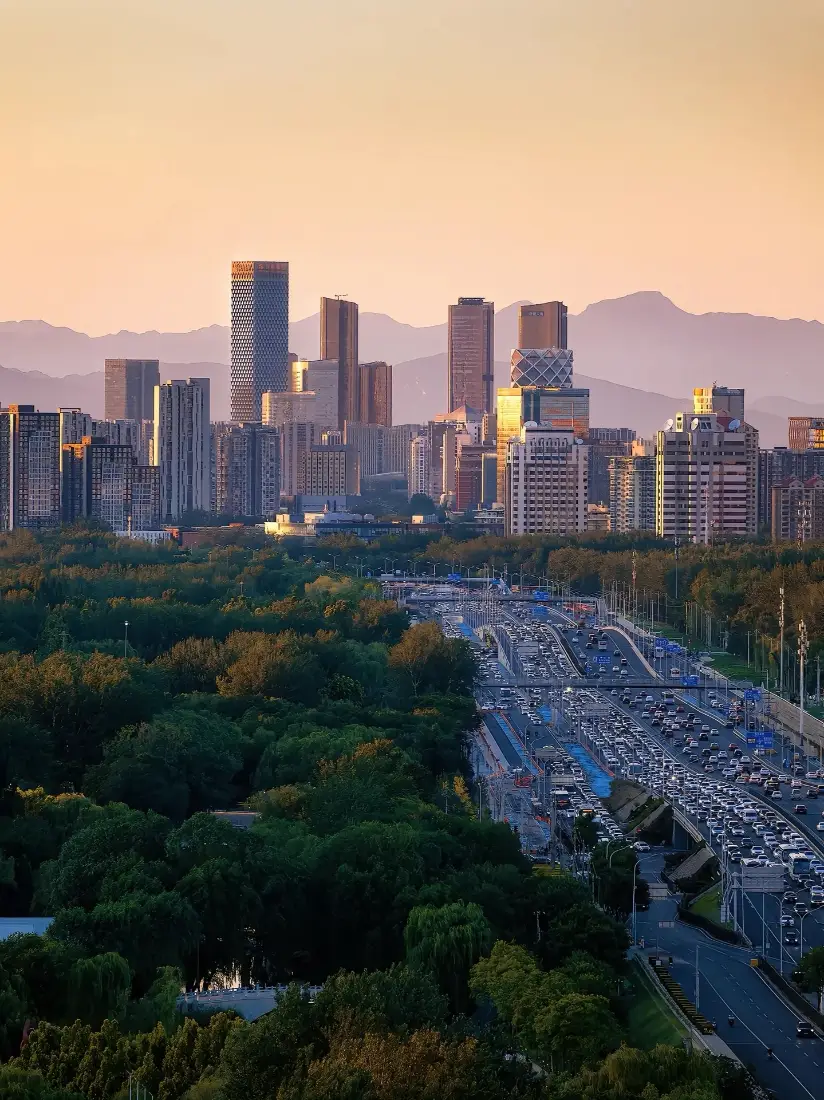 城市黄昏手机壁纸｜都市天际线背景图片 - 静谧治愈「哲风壁纸」