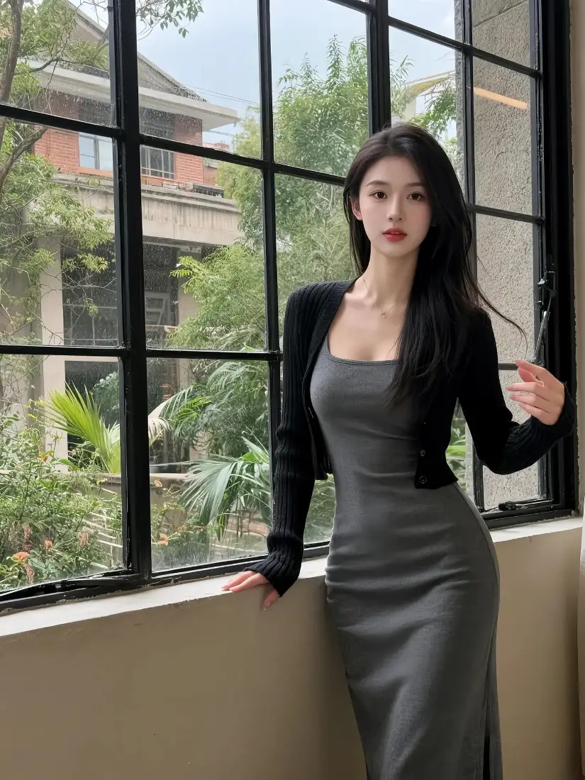 气质美女手机壁纸｜落地窗背景图片 - 高级感穿搭「哲风壁纸」