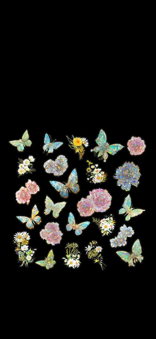 蝴蝶鲜花手机壁纸｜纯黑背景图片 - 清新简约装饰「哲风壁纸」