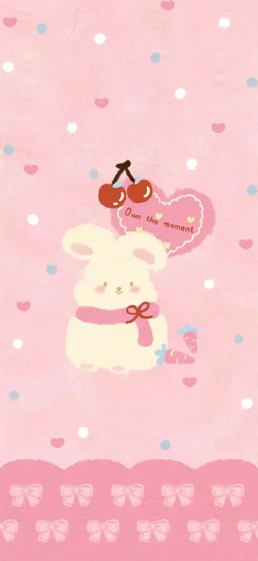 可爱兔子手机壁纸｜粉色爱心背景图片 - 软萌治愈「哲风壁纸」