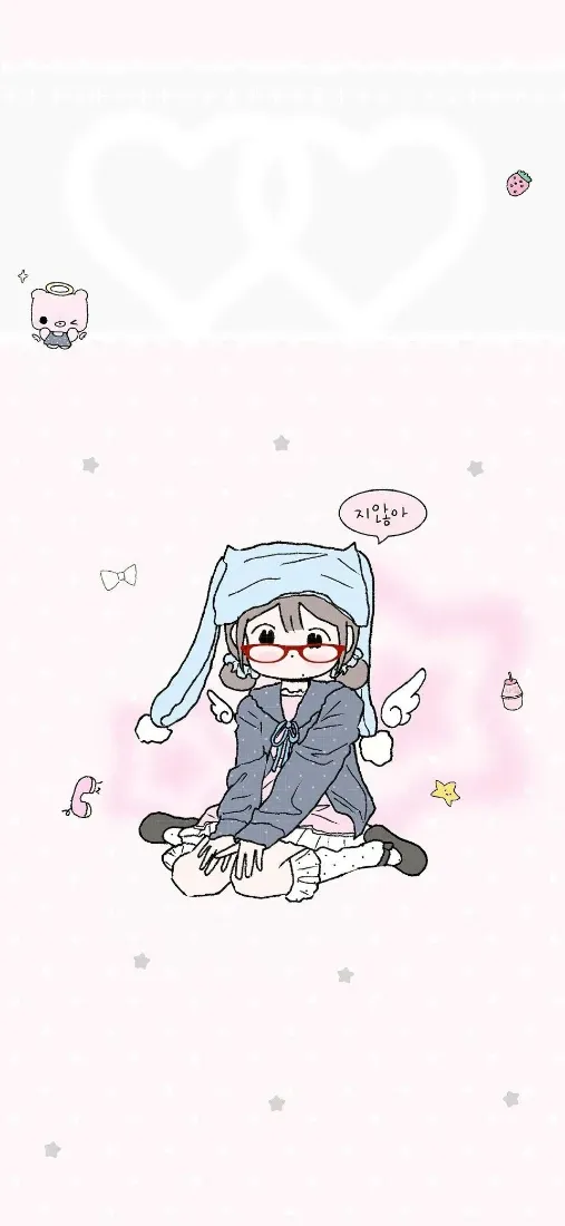 可爱眼镜天使女孩手机壁纸｜浅粉背景图片 - 软萌治愈「哲风壁纸」