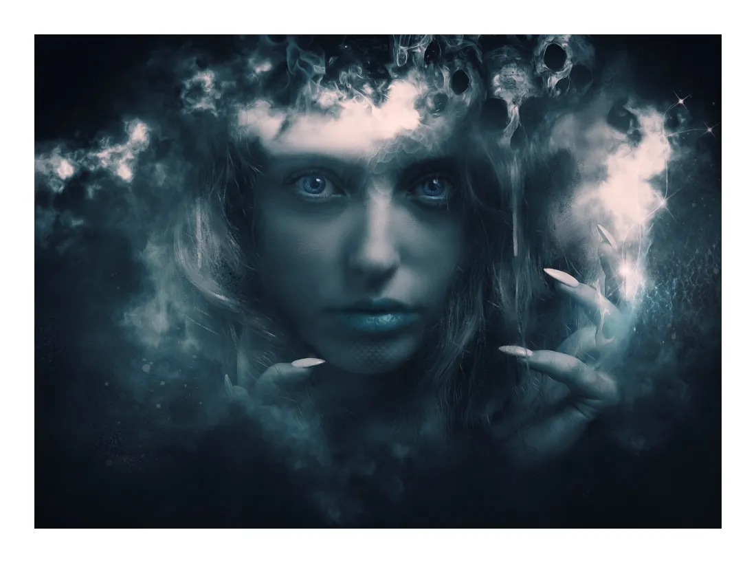 4k暗黑女巫壁纸｜暗背景图片 - 冷调烟雾氛围感「哲风壁纸」
