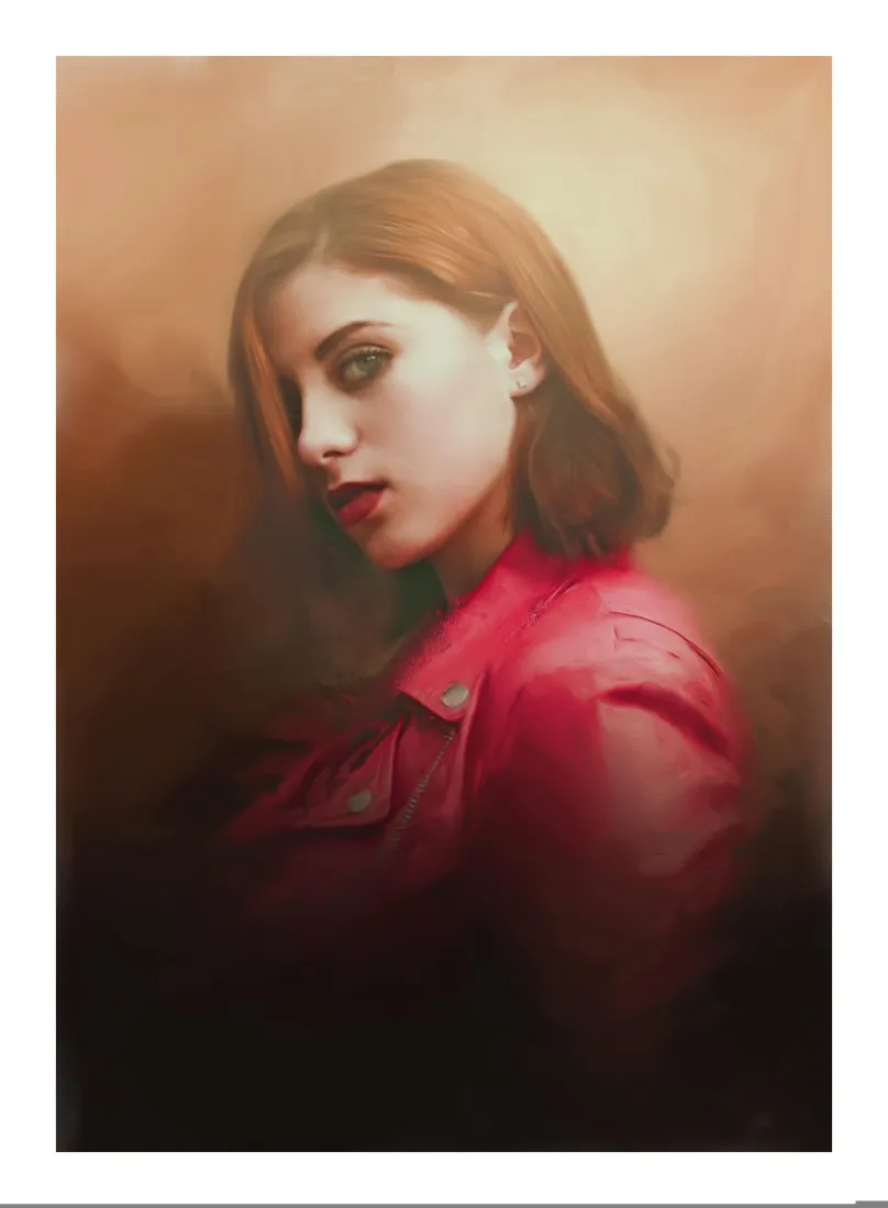 红衣女性手机壁纸｜暖棕背景图片 - 手绘人像「哲风壁纸」