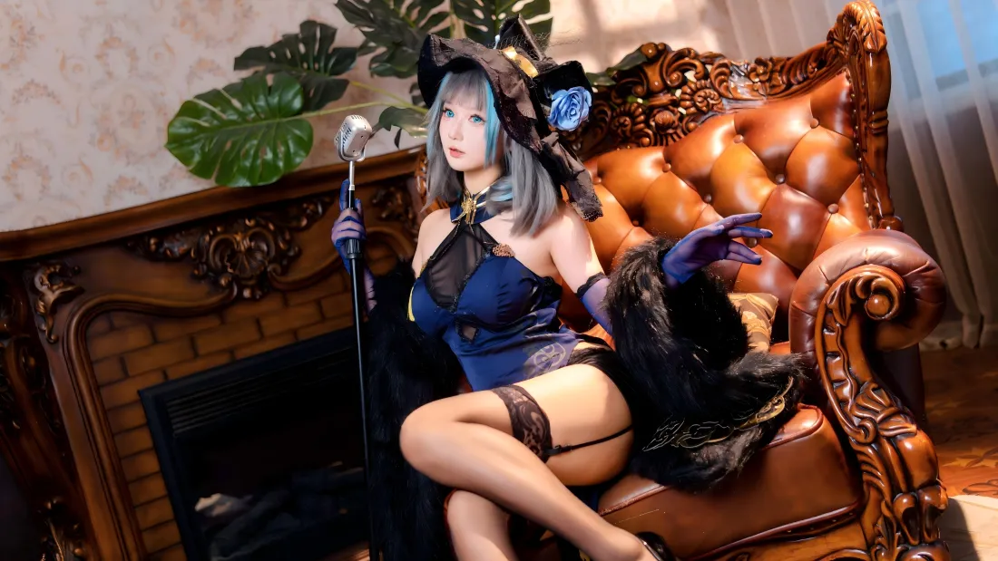 5k柴郡cos壁纸｜复古客厅背景图片 - 御姐黑丝「哲风壁纸」