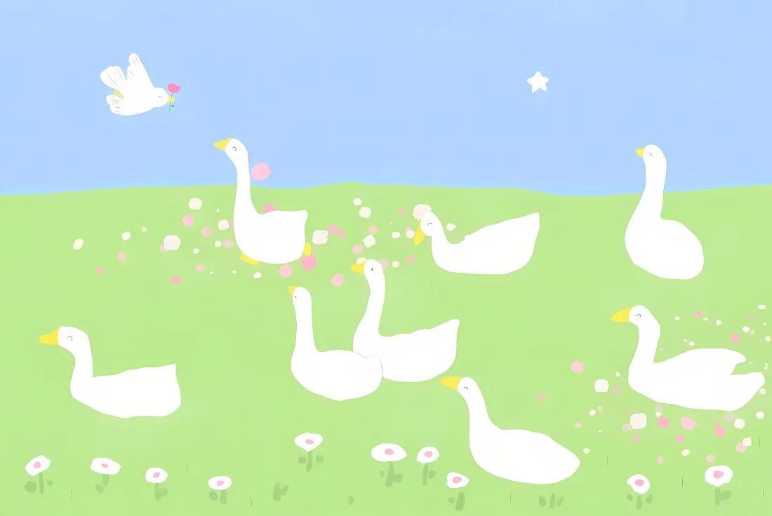 2k大白鹅壁纸｜青草地背景图片 - 治愈清新「哲风壁纸」