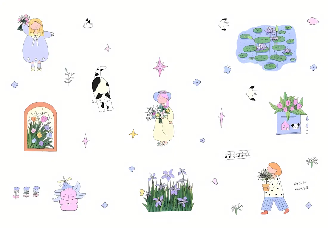 2k可爱卡通壁纸｜治愈手绘背景图片 - 清新小元素「哲风壁纸」