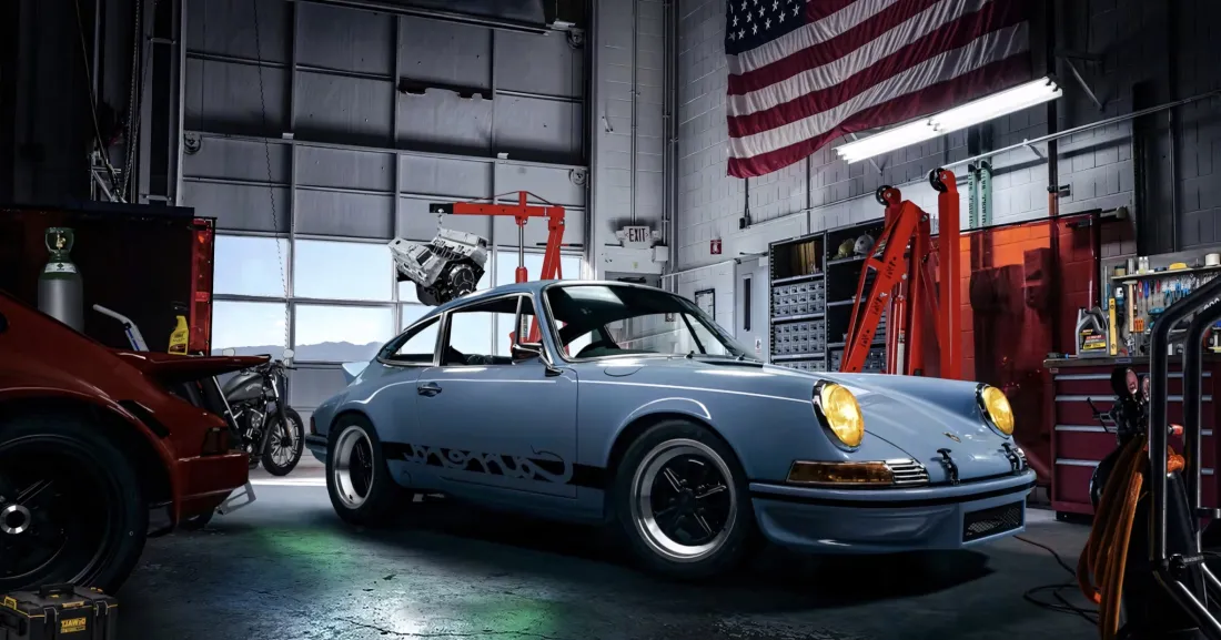 2k保时捷经典风冷壁纸｜改装车库背景图片 - 复古跑车「哲风壁纸」