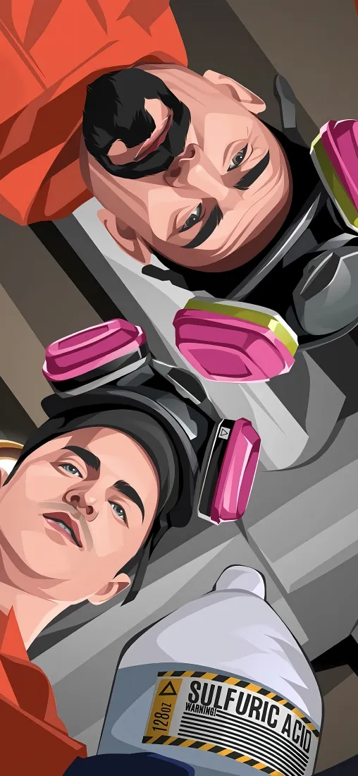 绝命毒师手机壁纸｜影视背景图片 - 主角双人插画「哲风壁纸」