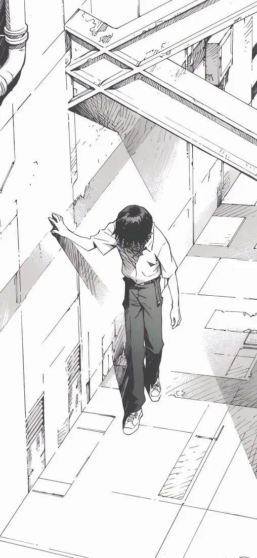 黑白动漫手机壁纸｜简约背景图片 - 楼梯少年「哲风壁纸」