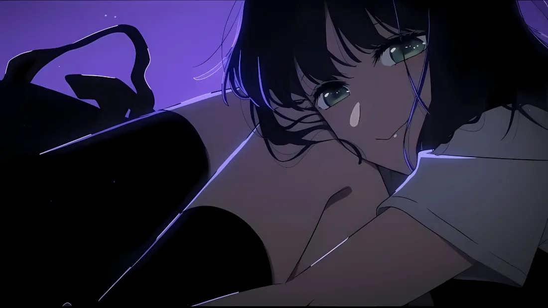 2k绿瞳女孩壁纸｜紫色暗调背景图片 - 二次元「哲风壁纸」