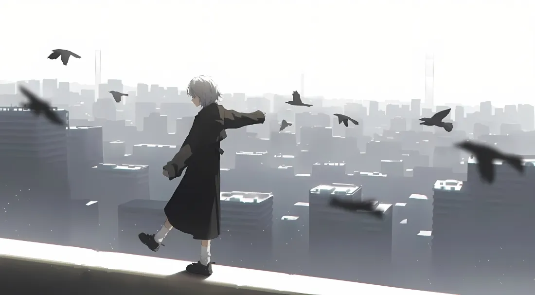 2k二次元壁纸｜城市背景图片 - 天台乌鸦「哲风壁纸」