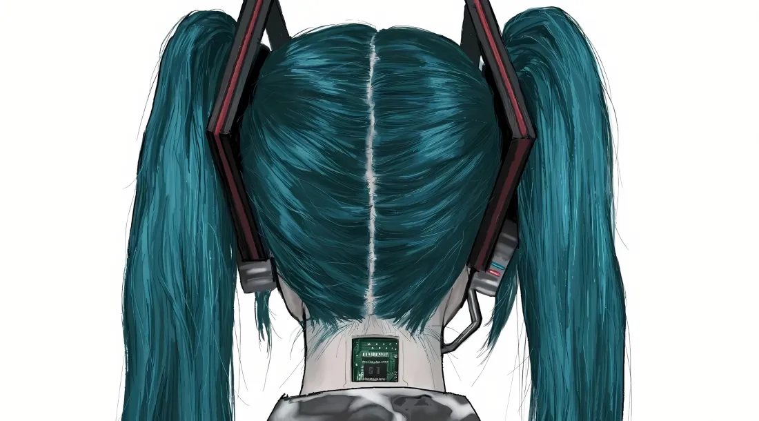 3k初音未来壁纸｜机器人背景图片 - 蓝发双马尾「哲风壁纸」