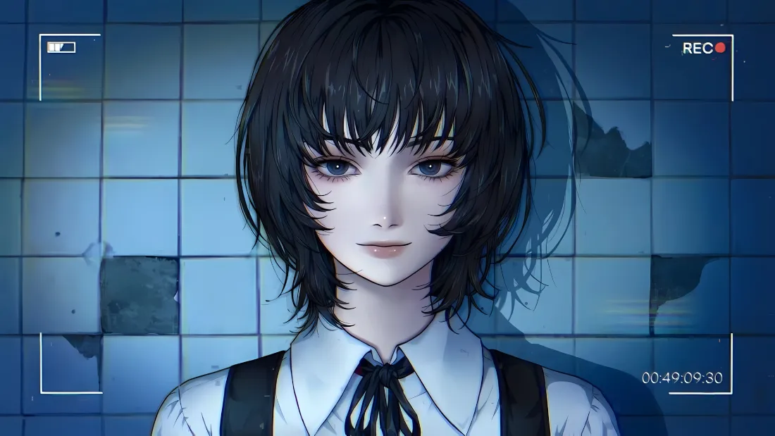 2k再见绘梨壁纸｜蓝色背景图片 - 短发少女「哲风壁纸」