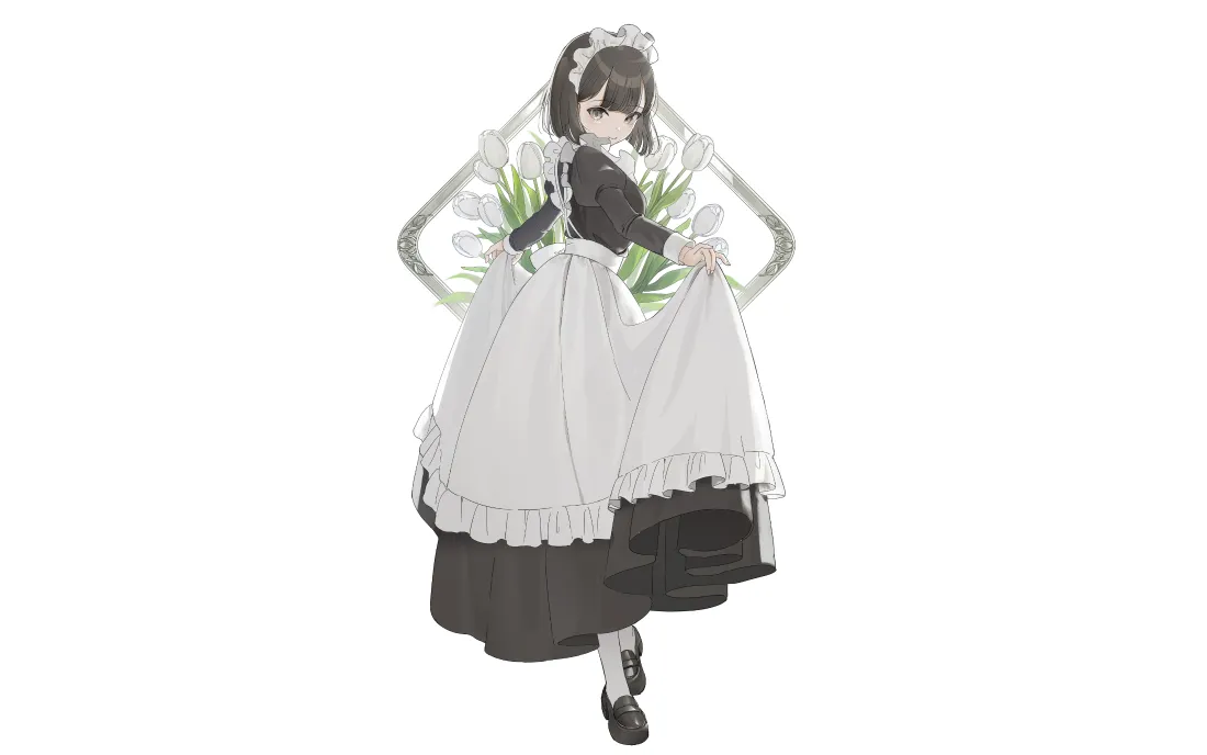 4k女仆少女壁纸｜纯白背景图片 - 清新二次元「哲风壁纸」