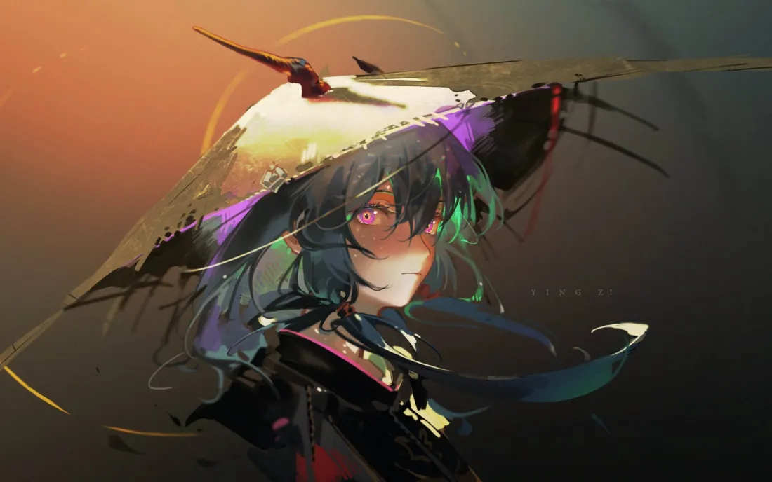 4k明日方舟壁纸｜渐变背景图片 - 绿发二次元少女「哲风壁纸」