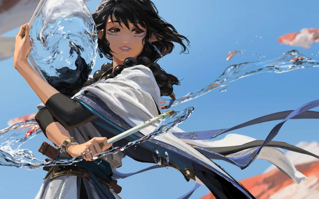 4k王者荣耀西施壁纸｜古风背景图片 - 控水黑发少女「哲风壁纸」