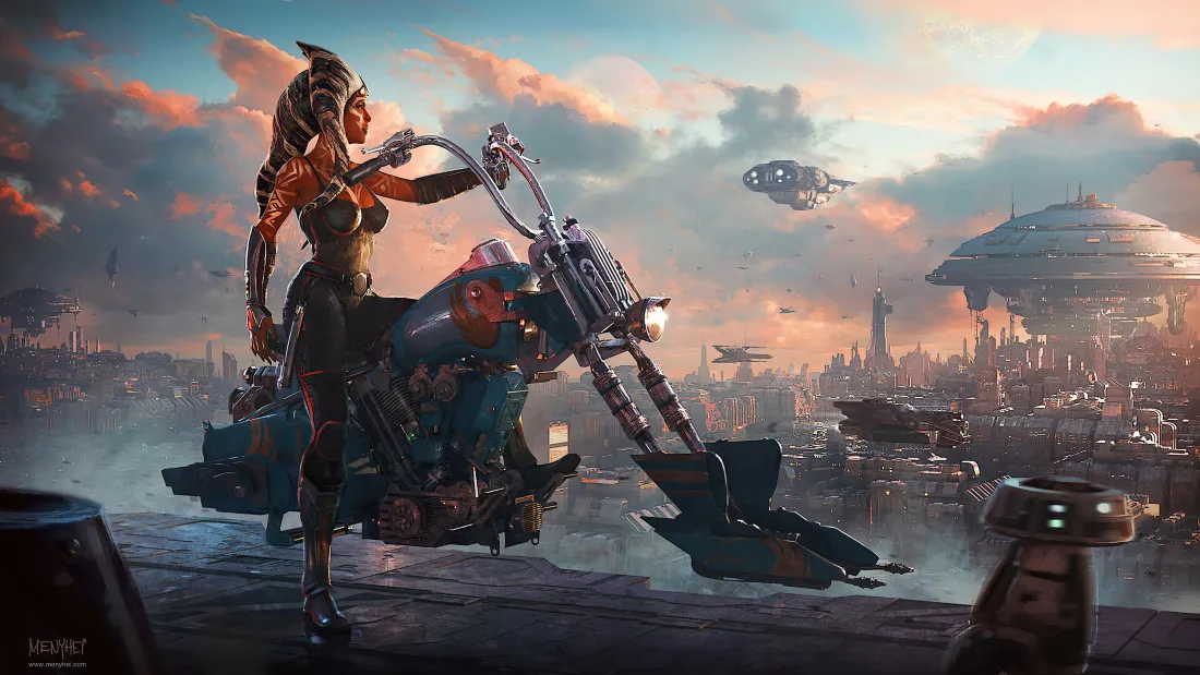 4k阿索卡・塔诺壁纸｜星球大战背景图片 - 科幻黄昏都市「哲风壁纸」