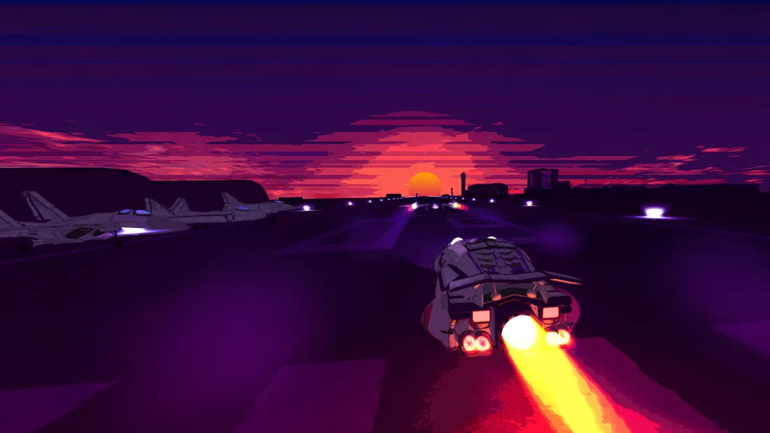 8k赛博朋克壁纸｜机场跑道背景图片 - 日落发射「哲风壁纸」