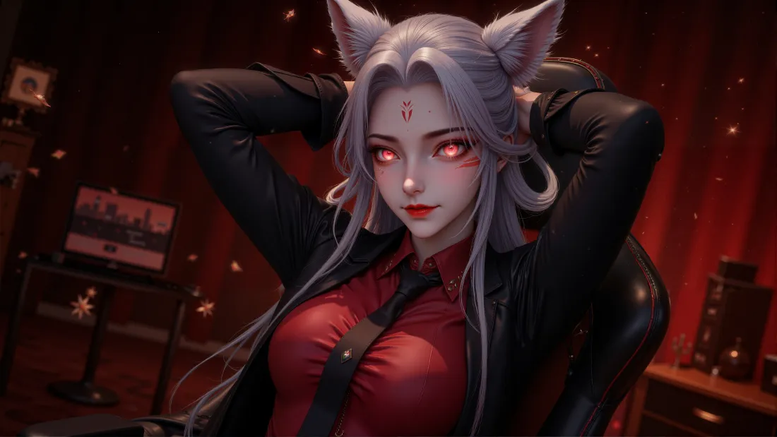 4k诛仙小白壁纸｜狐耳御姐背景图片 - 原创同人「哲风壁纸」