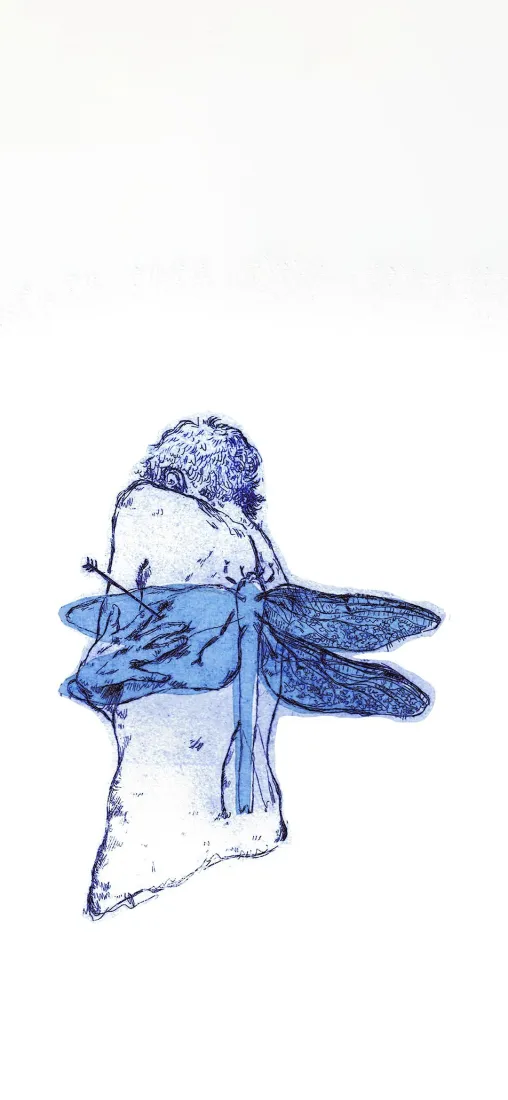 简约手机壁纸｜蓝色翅膀背景图片 - 手绘抽象「哲风壁纸」