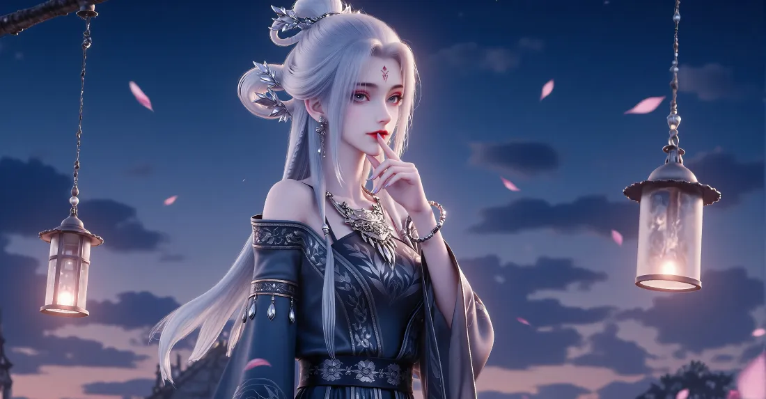 3k小白壁纸｜诛仙背景图片 - 银发古风美人「哲风壁纸」