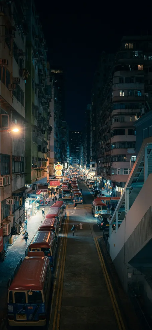 城市夜景手机壁纸｜街道背景图片 - 居民楼街景「哲风壁纸」