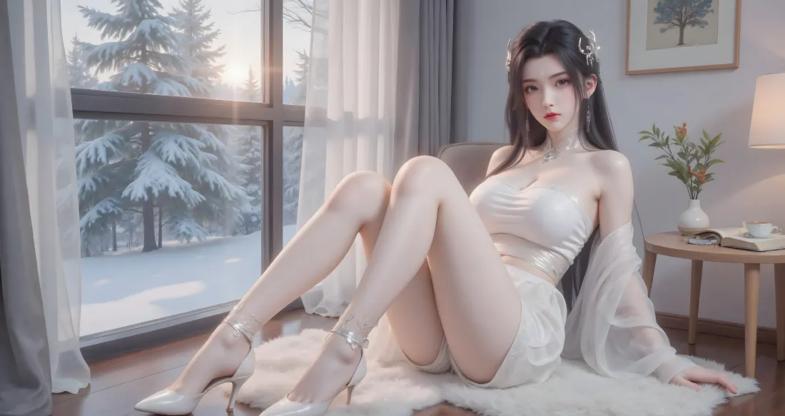 12k陆雪琪壁纸｜诛仙背景图片 - 冬日室内美女「哲风壁纸」