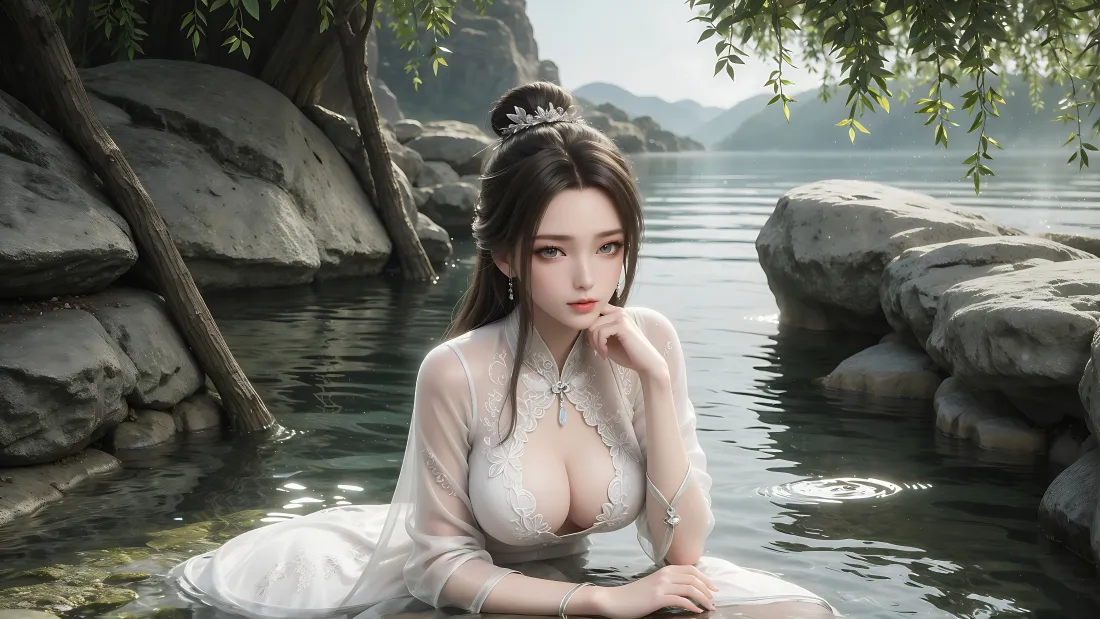 4k陆雪琪壁纸｜诛仙背景图片 - 溪畔古风美人「哲风壁纸」