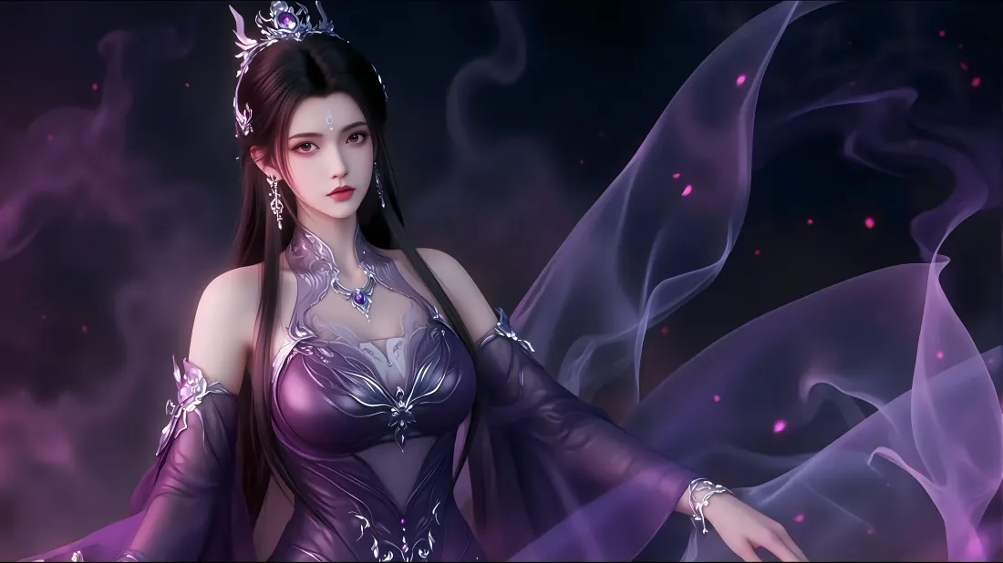 8k陆雪琪壁纸｜诛仙玄幻背景图片 - 紫纱仙侠美人「哲风壁纸」