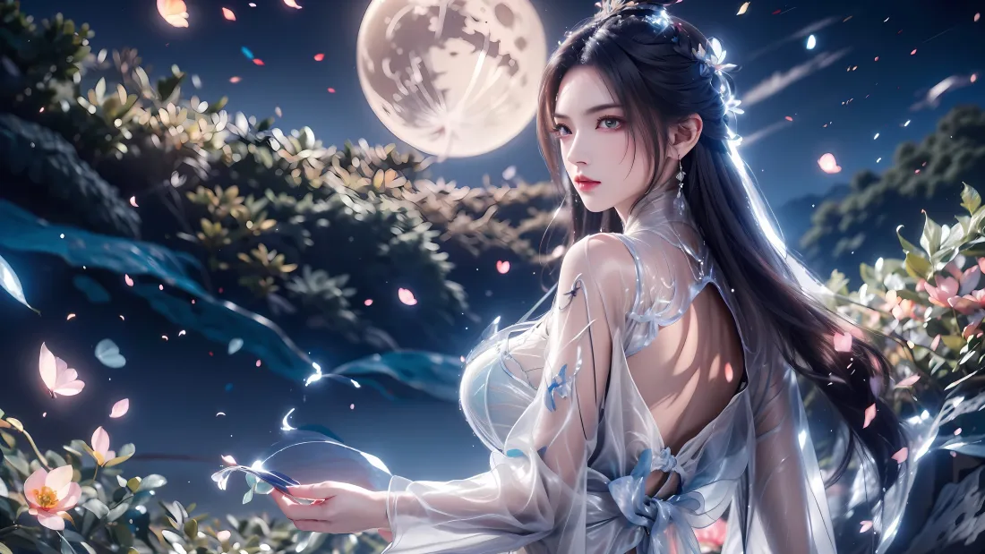 10k陆雪琪壁纸｜诛仙背景图片 - 月夜花林「哲风壁纸」