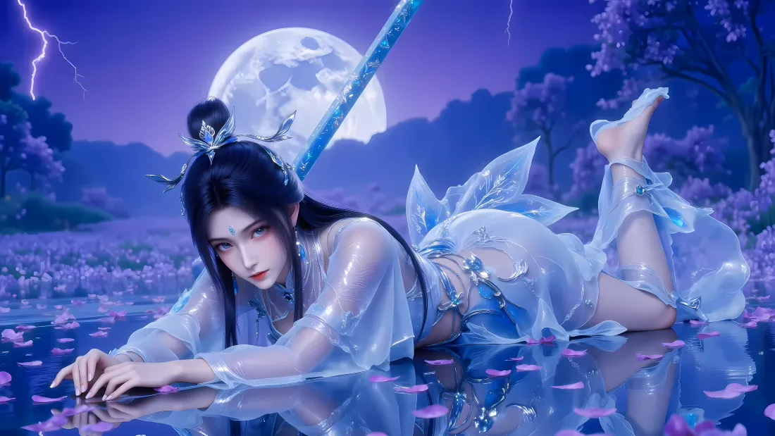 4k陆雪琪壁纸｜诛仙背景图片 - 紫夜湖面「哲风壁纸」