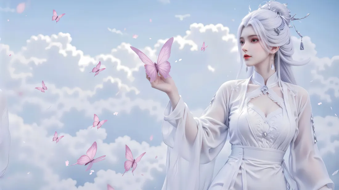 8k剑来壁纸｜晴空蓝天白云背景图片 - 古风美人剑妈「哲风壁纸」