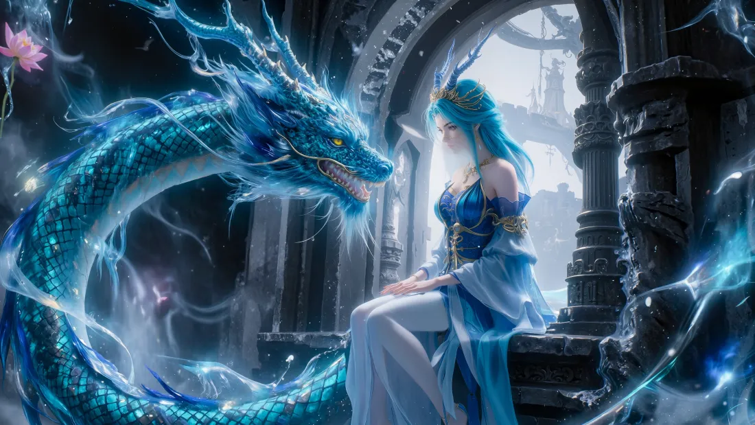 4k完美世界壁纸｜古建背景图片 - 蓝发龙女「哲风壁纸」