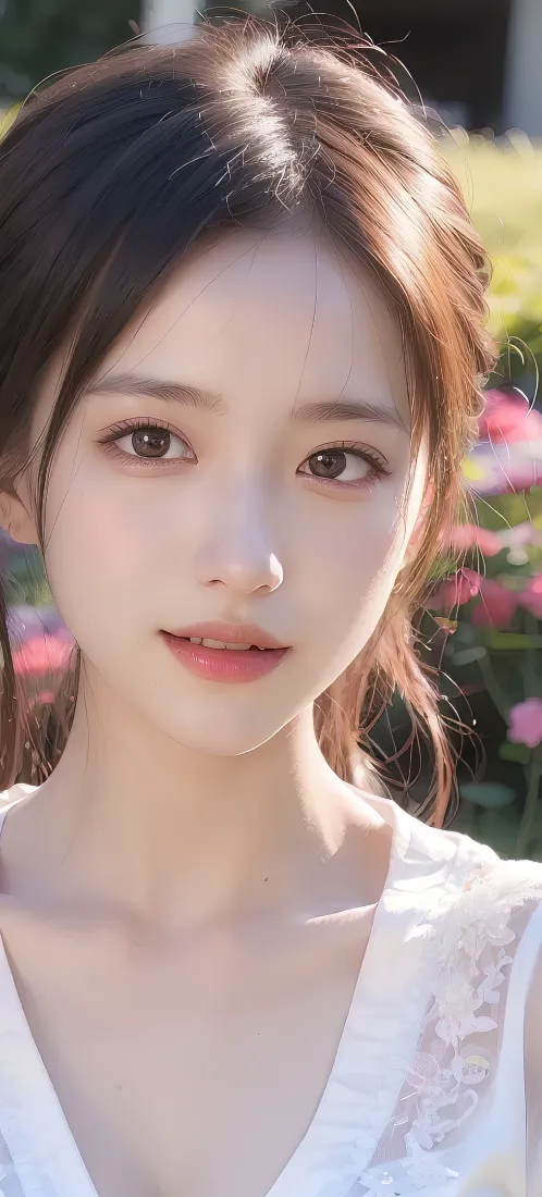 清纯美女手机壁纸｜花园背景图片 - 阳光人像「哲风壁纸」