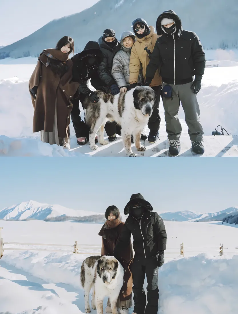 阿哲群像手机壁纸｜雪地背景图片 - 冬日户外合影「哲风壁纸」