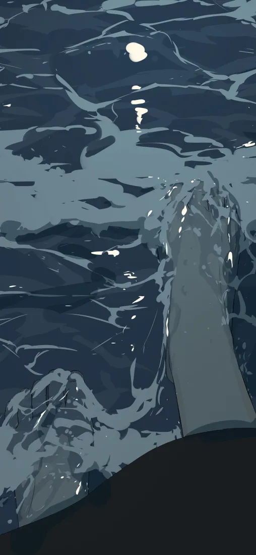 夜晚海水手机壁纸｜海面背景图片 - 月光倒影「哲风壁纸」