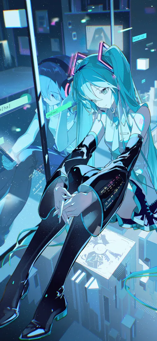 初音未来手机壁纸｜电竞背景图片 - 赛博都市「哲风壁纸」