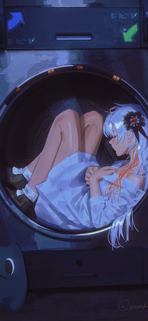 银发手机壁纸｜洗衣机背景图片 - 二次元少女「哲风壁纸」