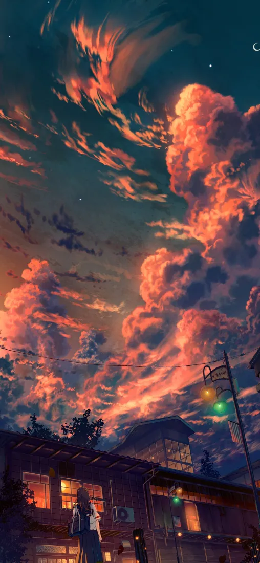 晚霞手机壁纸｜城镇背景图片 - 火烧云「哲风壁纸」