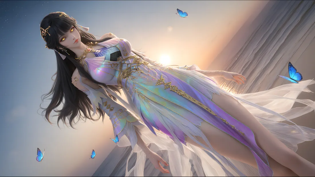 4k白月蓉百炼成神壁纸｜霞光落日背景图片 - 蓝蝶「哲风壁纸」