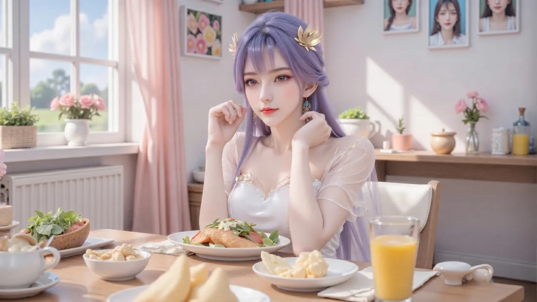 3k百炼成神壁纸｜天穹背景图片 - 紫发少女「哲风壁纸」